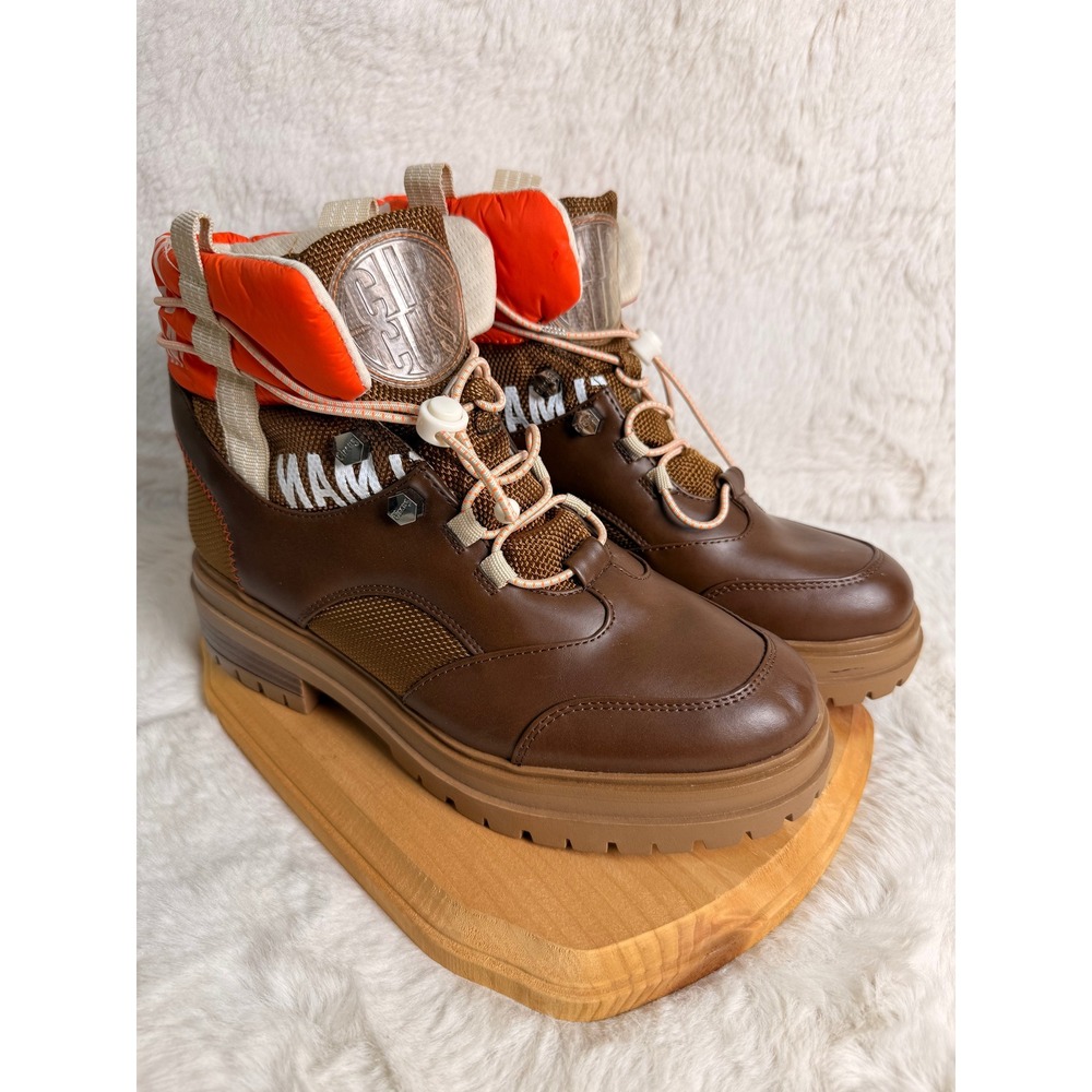 Circus by Sam Edelman Gunner Brown Orange Hiking Lug Sole Boots Womens 7.5M